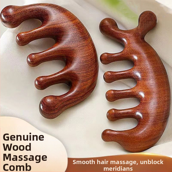 Višenamjenski masažni češanj od sandalovine za vlasište, s pet zuba