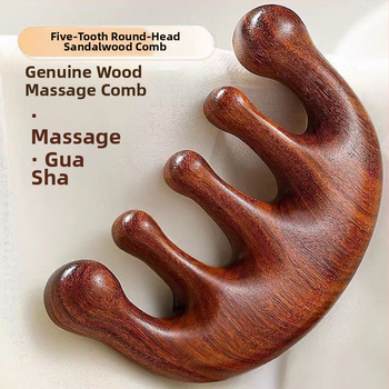 Višenamjenski masažni češanj od sandalovine za vlasište, s pet zuba