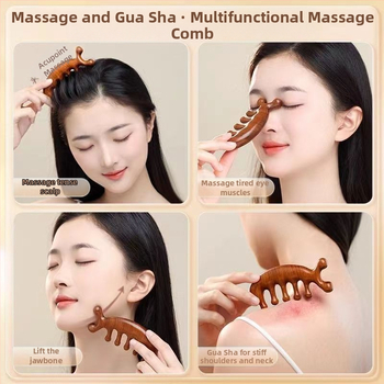 Višenamjenski masažni češanj od sandalovine za vlasište, s pet zuba