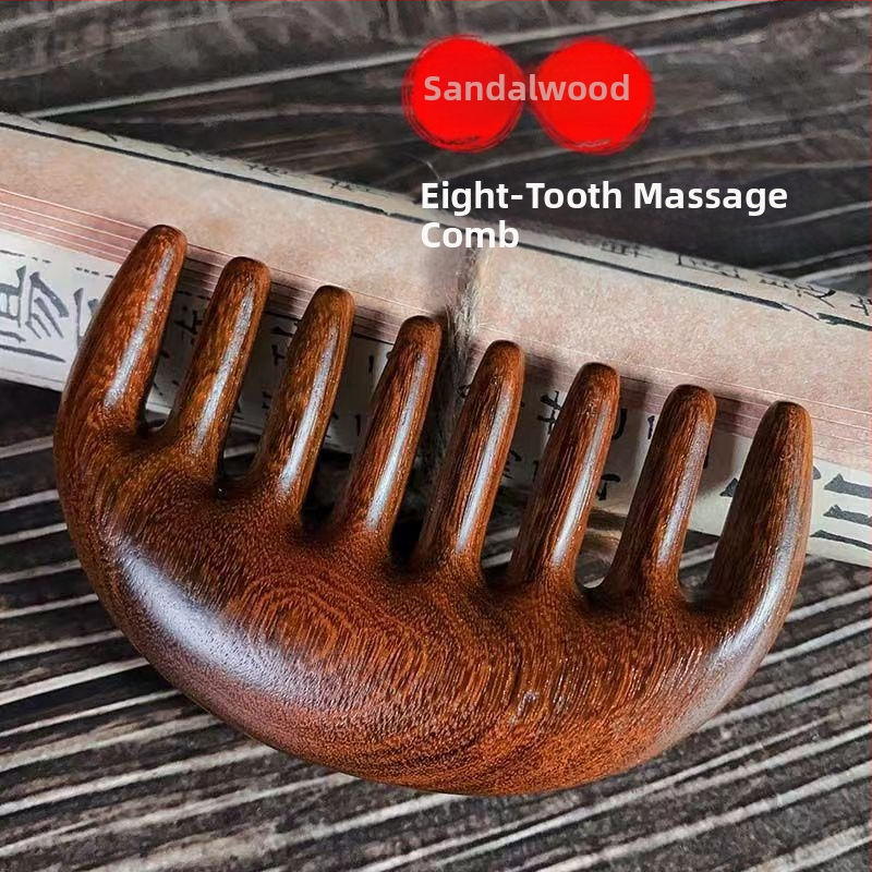 Višenamjenski masažni češanj od sandalovine za vlasište, s pet zuba