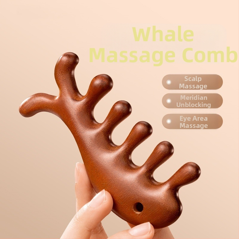 Višenamjenski masažni češanj od sandalovine za vlasište, s pet zuba