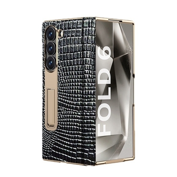 Θήκη προστασίας Samsung Fold με επιχρυσωμένη άκρη, γνήσιο δέρμα στον κεντρικό άξονα, φινίρισμα ηλεκτροπλατίσματος, προστασία από πτώσεις