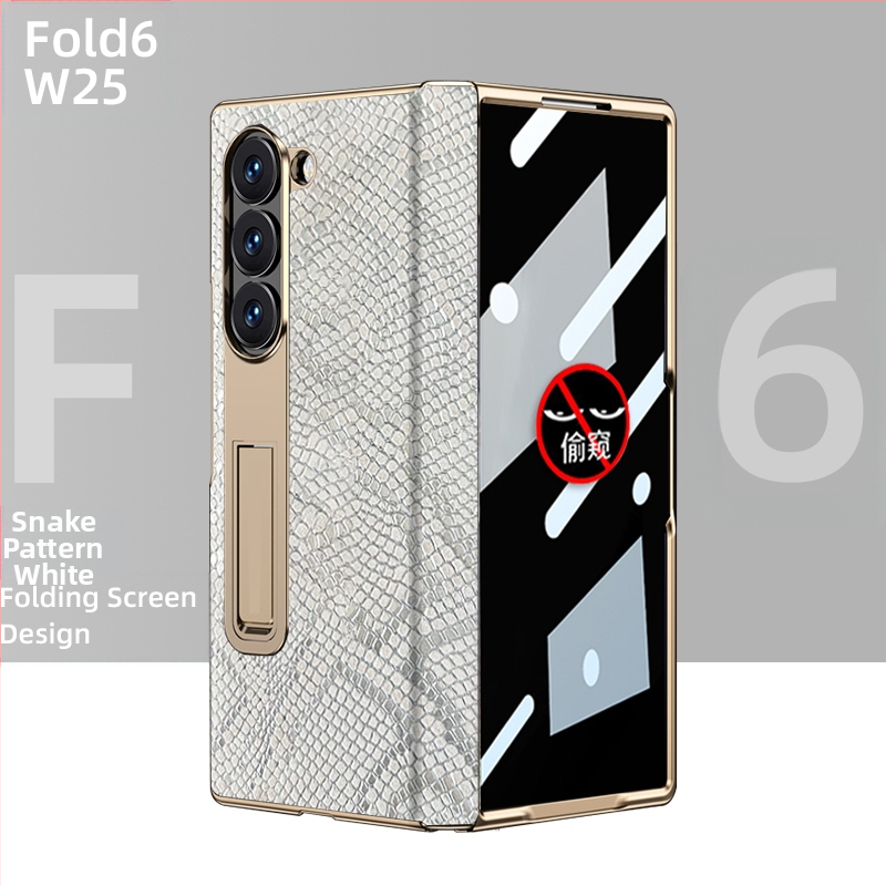 Husă de protecție pentru Samsung Fold cu margine placată cu aur și axă centrală din piele naturală, finisaj electroplacat, protecție anti-cădere