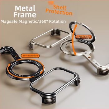 Husă pentru telefon cu cadru metalic și stand magnetic pentru Apple iPhone 17 Pro Max — prelucrat CNC, disipare căldură, rezistent la căderi, personalizabil