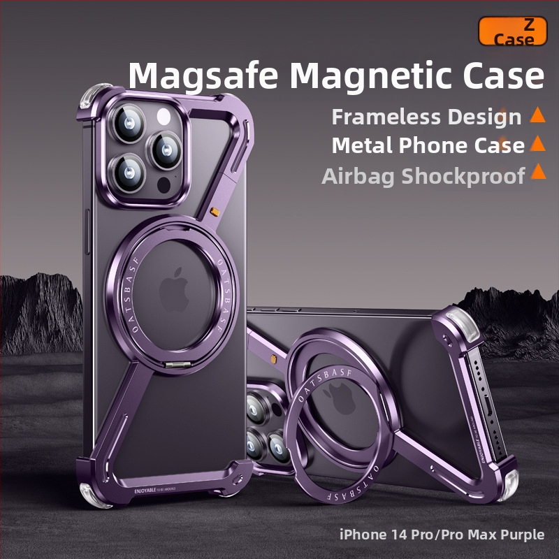 Husă pentru telefon cu cadru metalic și stand magnetic pentru Apple iPhone 17 Pro Max — prelucrat CNC, disipare căldură, rezistent la căderi, personalizabil