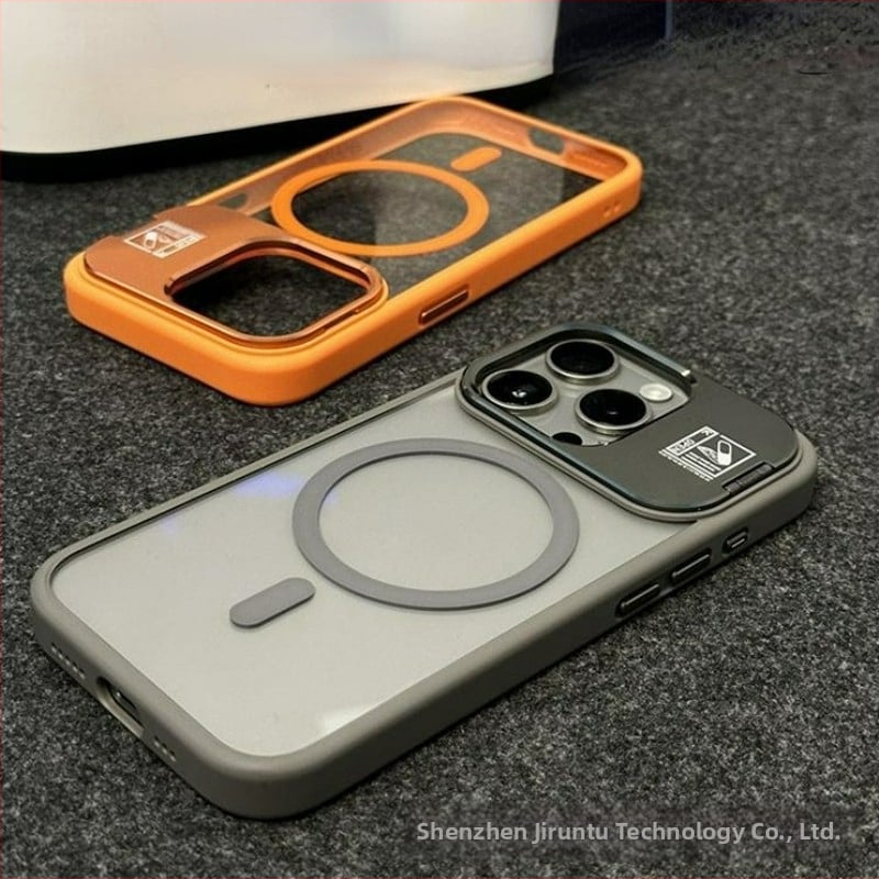 Pouzdro pre iPhone 14 Pro Max so skladacím stojanom a MagSafe magnetickým pripútaním, PC materiál, proti nárazom, proti otlačkom prstov