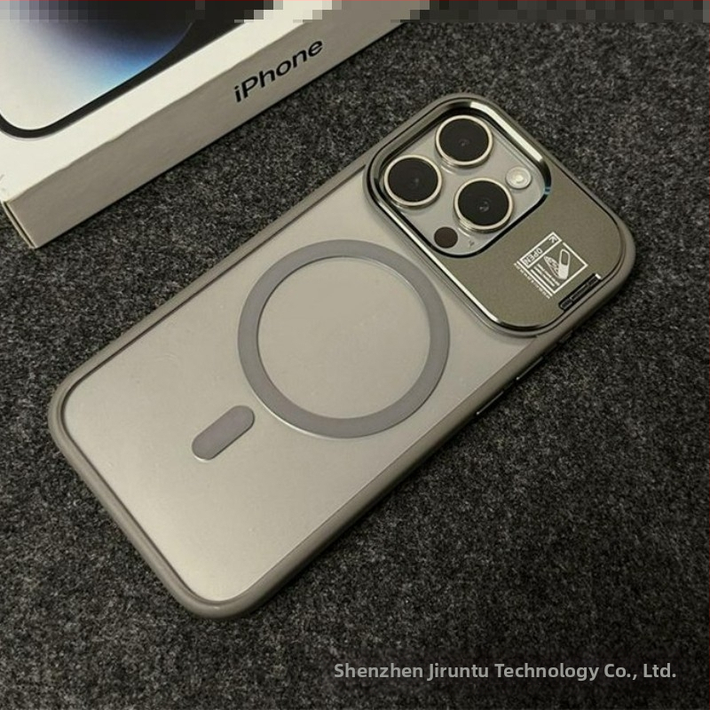 iPhone 14 Pro Max korpuss ar saliekamu statīvu un MagSafe magnētisko piesaisti, materiāls PC, izturīgs pret triecieniem, pret pirkstu nospiedumiem