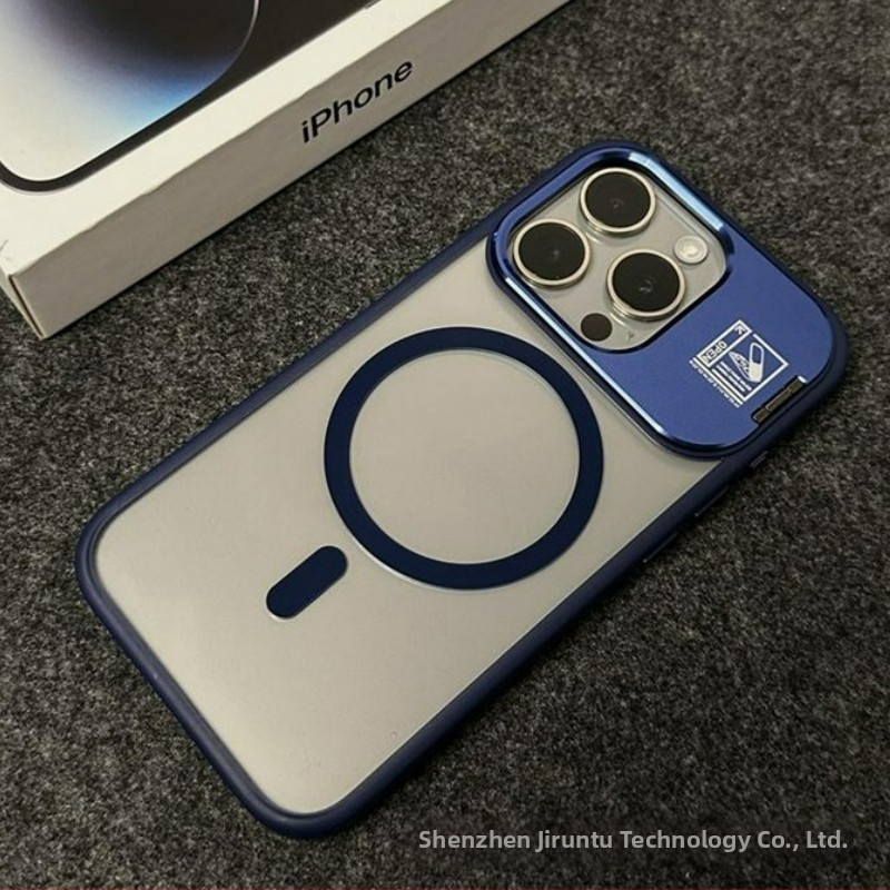 iPhone 14 Pro Max korpuss ar saliekamu statīvu un MagSafe magnētisko piesaisti, materiāls PC, izturīgs pret triecieniem, pret pirkstu nospiedumiem