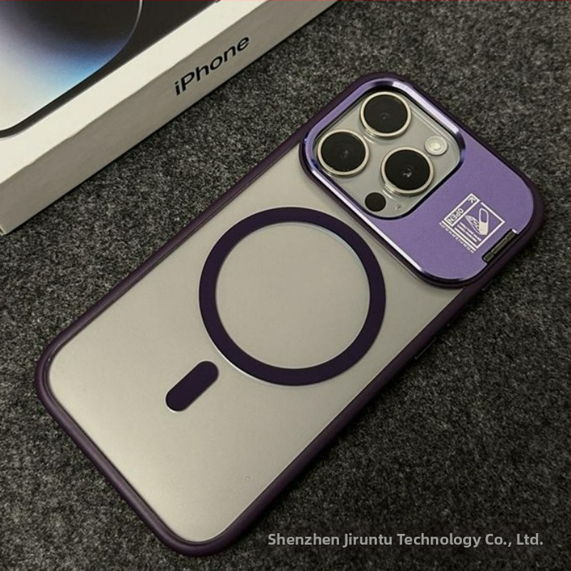 iPhone 14 Pro Max korpuss ar saliekamu statīvu un MagSafe magnētisko piesaisti, materiāls PC, izturīgs pret triecieniem, pret pirkstu nospiedumiem