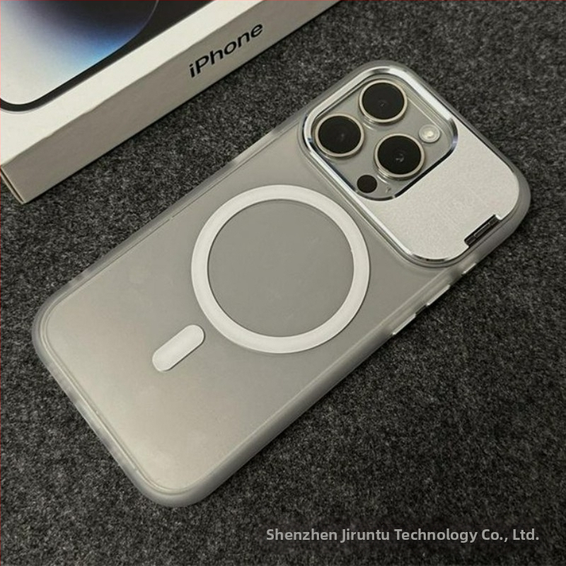 iPhone 14 Pro Max korpuss ar saliekamu statīvu un MagSafe magnētisko piesaisti, materiāls PC, izturīgs pret triecieniem, pret pirkstu nospiedumiem