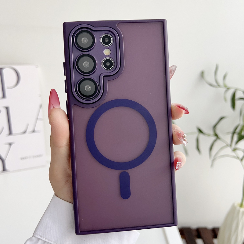 Samsung S25 Ultra telefón kryt s matným PC povrchom a magnetickým štítom — proti nárazu, ochrana proti odtlačkom, plné pokrytie, prispôsobiteľný