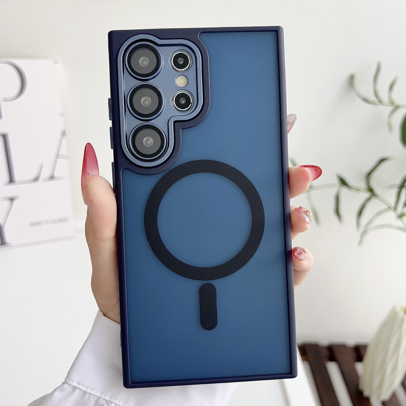 Samsung S25 Ultra telefón kryt s matným PC povrchom a magnetickým štítom — proti nárazu, ochrana proti odtlačkom, plné pokrytie, prispôsobiteľný