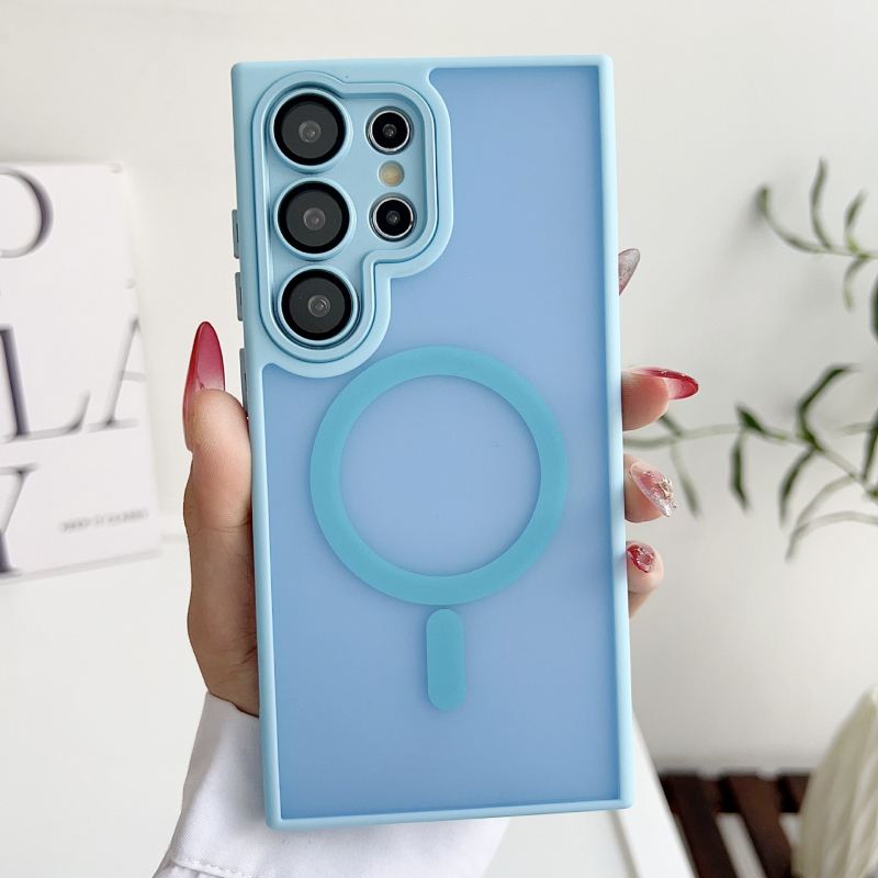 Samsung S25 Ultra telefón kryt s matným PC povrchom a magnetickým štítom — proti nárazu, ochrana proti odtlačkom, plné pokrytie, prispôsobiteľný