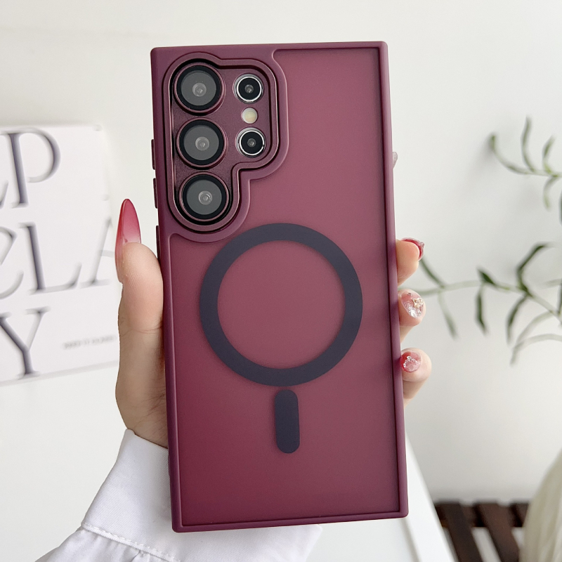 Samsung S25 Ultra telefón kryt s matným PC povrchom a magnetickým štítom — proti nárazu, ochrana proti odtlačkom, plné pokrytie, prispôsobiteľný