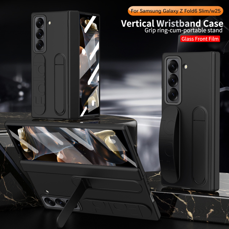 Ochranný obal pre Samsung Galaxy Z Fold SE, PC-injektovaný, odolný voči otrasom, s rozkladacím remienkom na zápästie, slotom na pero a integrovanou ochranou obrazovky