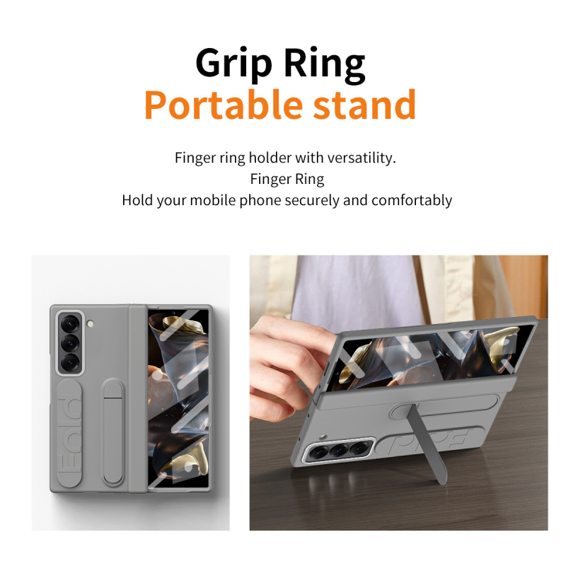 Ochranný obal pre Samsung Galaxy Z Fold SE, PC-injektovaný, odolný voči otrasom, s rozkladacím remienkom na zápästie, slotom na pero a integrovanou ochranou obrazovky