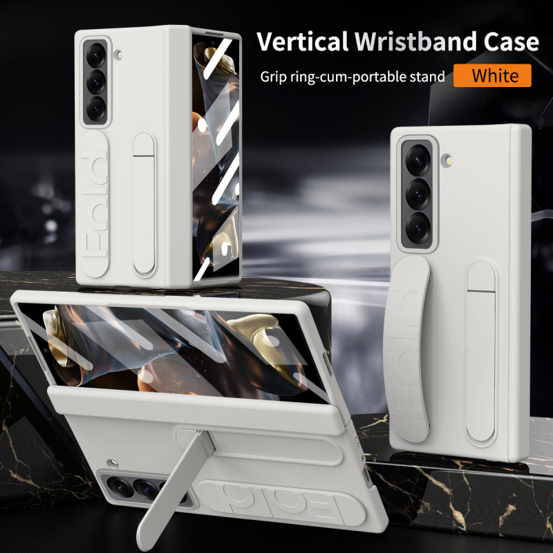 Ochranný obal pre Samsung Galaxy Z Fold SE, PC-injektovaný, odolný voči otrasom, s rozkladacím remienkom na zápästie, slotom na pero a integrovanou ochranou obrazovky