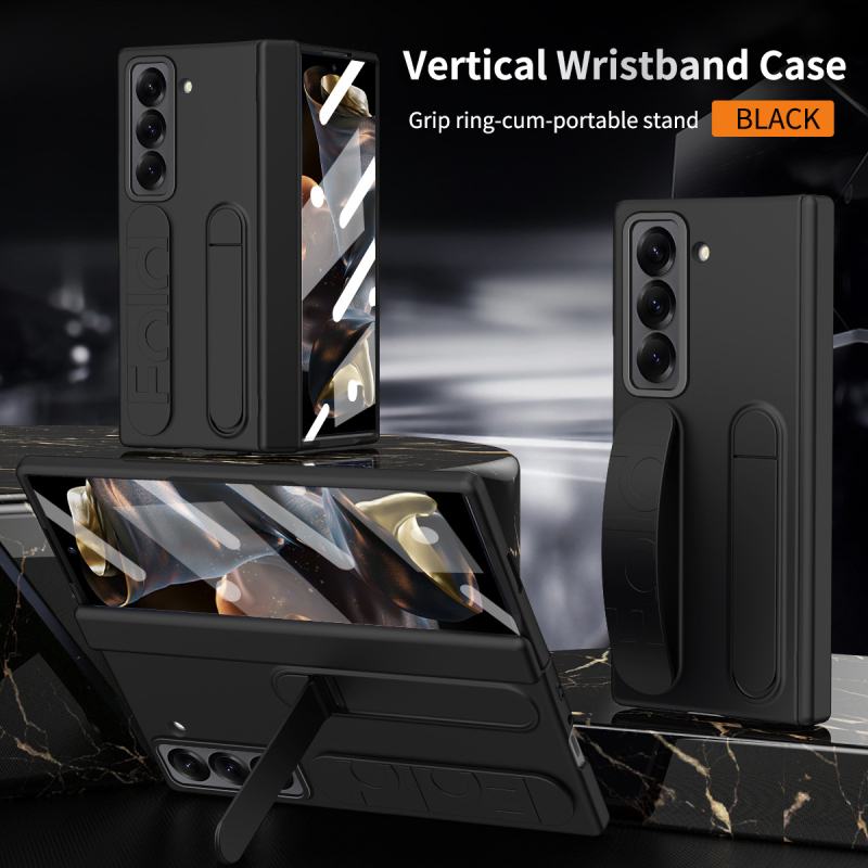 Ochranný obal pre Samsung Galaxy Z Fold SE, PC-injektovaný, odolný voči otrasom, s rozkladacím remienkom na zápästie, slotom na pero a integrovanou ochranou obrazovky