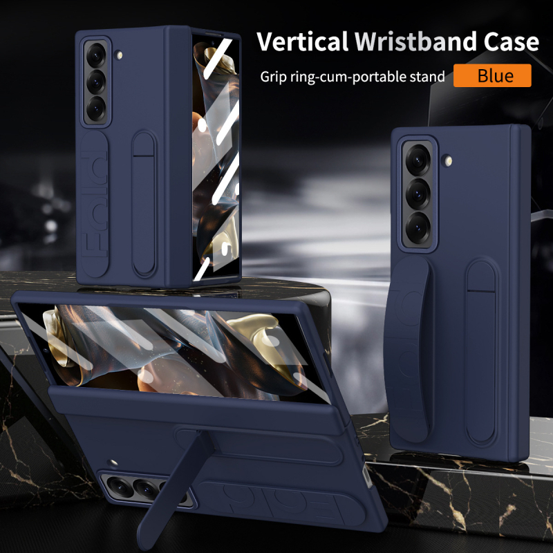 Ochranný obal pre Samsung Galaxy Z Fold SE, PC-injektovaný, odolný voči otrasom, s rozkladacím remienkom na zápästie, slotom na pero a integrovanou ochranou obrazovky