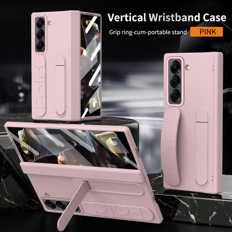 Ochranný obal pre Samsung Galaxy Z Fold SE, PC-injektovaný, odolný voči otrasom, s rozkladacím remienkom na zápästie, slotom na pero a integrovanou ochranou obrazovky