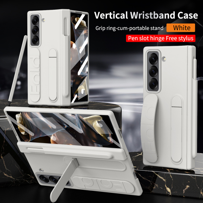 Ochranný obal pre Samsung Galaxy Z Fold SE, PC-injektovaný, odolný voči otrasom, s rozkladacím remienkom na zápästie, slotom na pero a integrovanou ochranou obrazovky