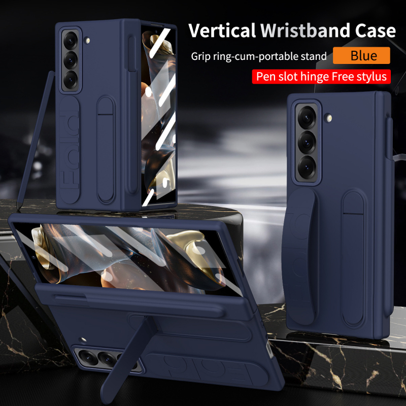 Ochranný obal pre Samsung Galaxy Z Fold SE, PC-injektovaný, odolný voči otrasom, s rozkladacím remienkom na zápästie, slotom na pero a integrovanou ochranou obrazovky