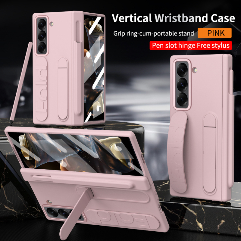 Ochranný obal pre Samsung Galaxy Z Fold SE, PC-injektovaný, odolný voči otrasom, s rozkladacím remienkom na zápästie, slotom na pero a integrovanou ochranou obrazovky