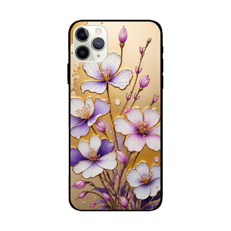 Carcasă pentru iPhone 14 Pro Max cu design floral în ulei, TPU mat, finisaj pictat, protecție anti-șoc, personalizabil