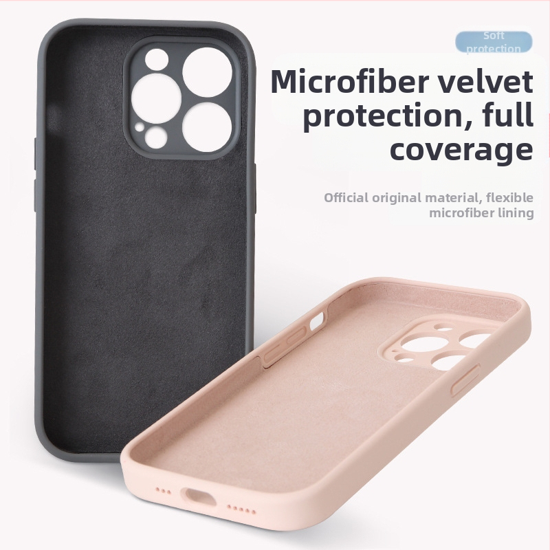 Puzdro z tekutého silikónu s plným krytím objektívu pre iPhone 14 Pro Max, iPhone 13 Pro a iPhone 12 — odolné voči pádom