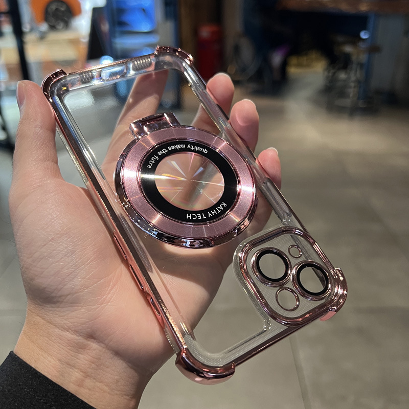 Futrola za iPhone s magnetskom podrškom, otpornost na padove u četiri kuta, elektroplatirani akril