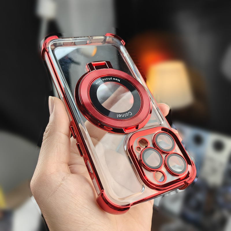 Futrola za iPhone s magnetskom podrškom, otpornost na padove u četiri kuta, elektroplatirani akril