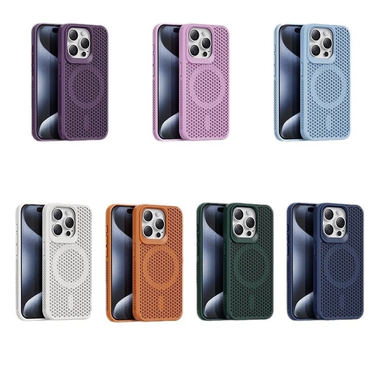 Carcasă dură magnetică cu disipare a căldurii pentru Apple iPhone Pro Max seria, TPU+PC, design gol, capac spate, design pentru cupluri