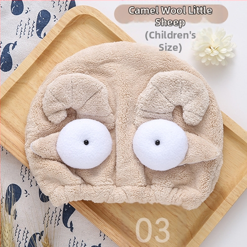 Șapcă pentru uscat părul copiilor, din fleece coral, moale, absorbant, cu design animat miel/înger, brodată. Material: fibre ultra-fine; Componenta principală: fibre de poliester; Fir: 10; Personalizare: Da; Greutate: 50–79 g