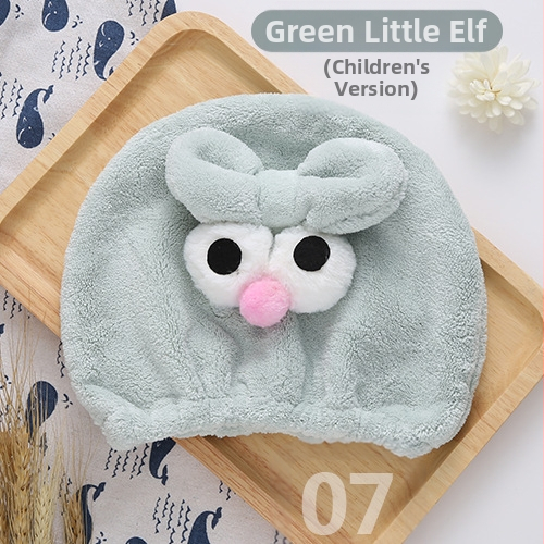 Șapcă pentru uscat părul copiilor, din fleece coral, moale, absorbant, cu design animat miel/înger, brodată. Material: fibre ultra-fine; Componenta principală: fibre de poliester; Fir: 10; Personalizare: Da; Greutate: 50–79 g