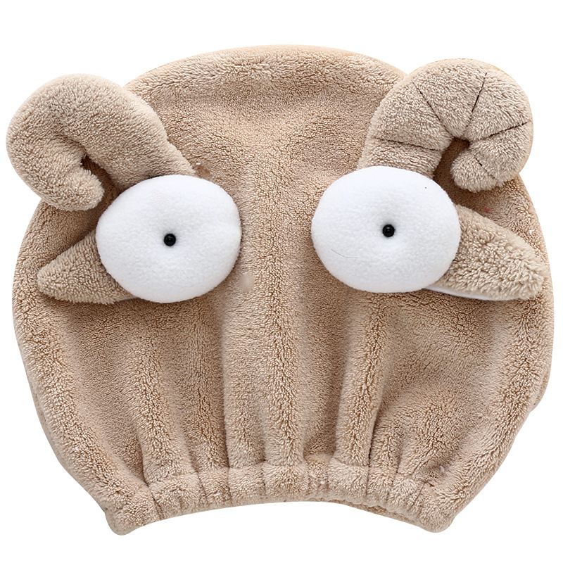 Șapcă pentru uscat părul copiilor, din fleece coral, moale, absorbant, cu design animat miel/înger, brodată. Material: fibre ultra-fine; Componenta principală: fibre de poliester; Fir: 10; Personalizare: Da; Greutate: 50–79 g