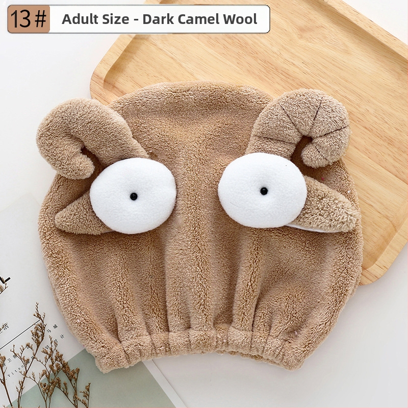 Șapcă pentru uscat părul copiilor, din fleece coral, moale, absorbant, cu design animat miel/înger, brodată. Material: fibre ultra-fine; Componenta principală: fibre de poliester; Fir: 10; Personalizare: Da; Greutate: 50–79 g