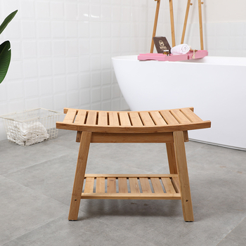 Μπάνιο σκαμπό Νάνζου από μπαμπού-ξύλο, αντιολισθητικό, με παχύτερο κάθισμα και χώρο αποθήκευσης