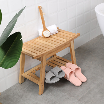 Μπάνιο σκαμπό Νάνζου από μπαμπού-ξύλο, αντιολισθητικό, με παχύτερο κάθισμα και χώρο αποθήκευσης