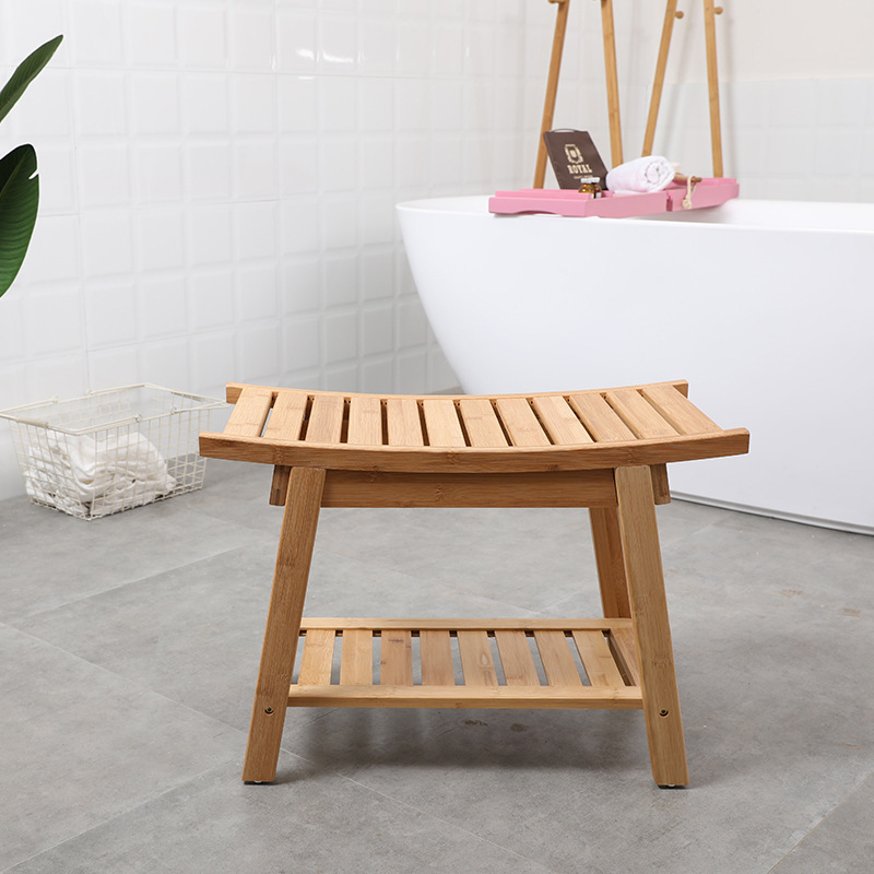 Kupaonska stolica Nanzhu od bambus-drva, protuklizna, debeli sjedalo, prostor za pohranu