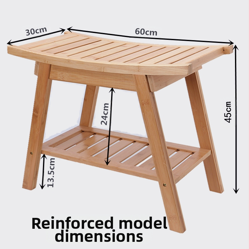 Kupaonska stolica Nanzhu od bambus-drva, protuklizna, debeli sjedalo, prostor za pohranu