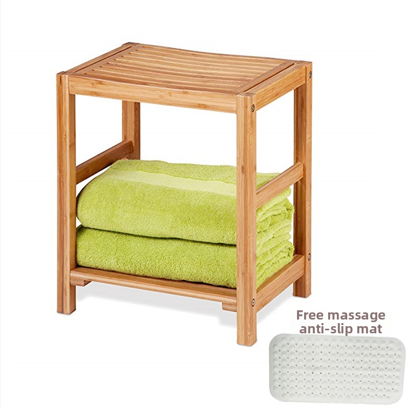 Kupaonska stolica Nanzhu od bambus-drva, protuklizna, debeli sjedalo, prostor za pohranu