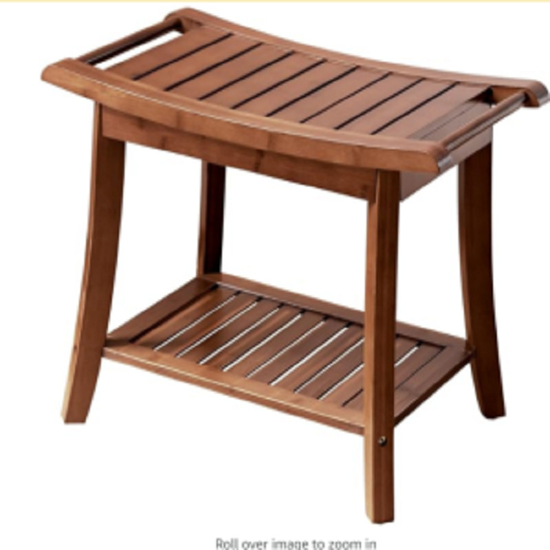 Kupaonska stolica Nanzhu od bambus-drva, protuklizna, debeli sjedalo, prostor za pohranu