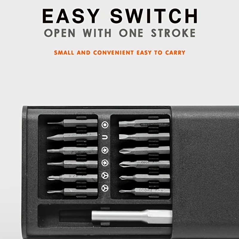 24-u-1 set odvijača za mobitele, računala i naočale – magnetski, S2 legura alatnog čelika, krstaste glave, težina 282 g