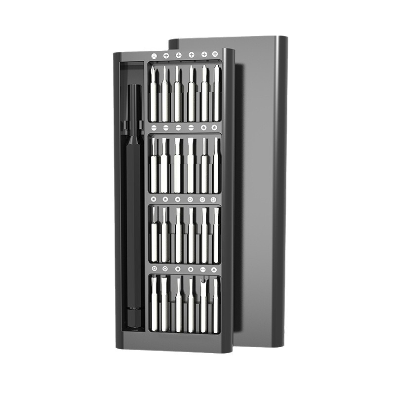 24-u-1 set odvijača za mobitele, računala i naočale – magnetski, S2 legura alatnog čelika, krstaste glave, težina 282 g