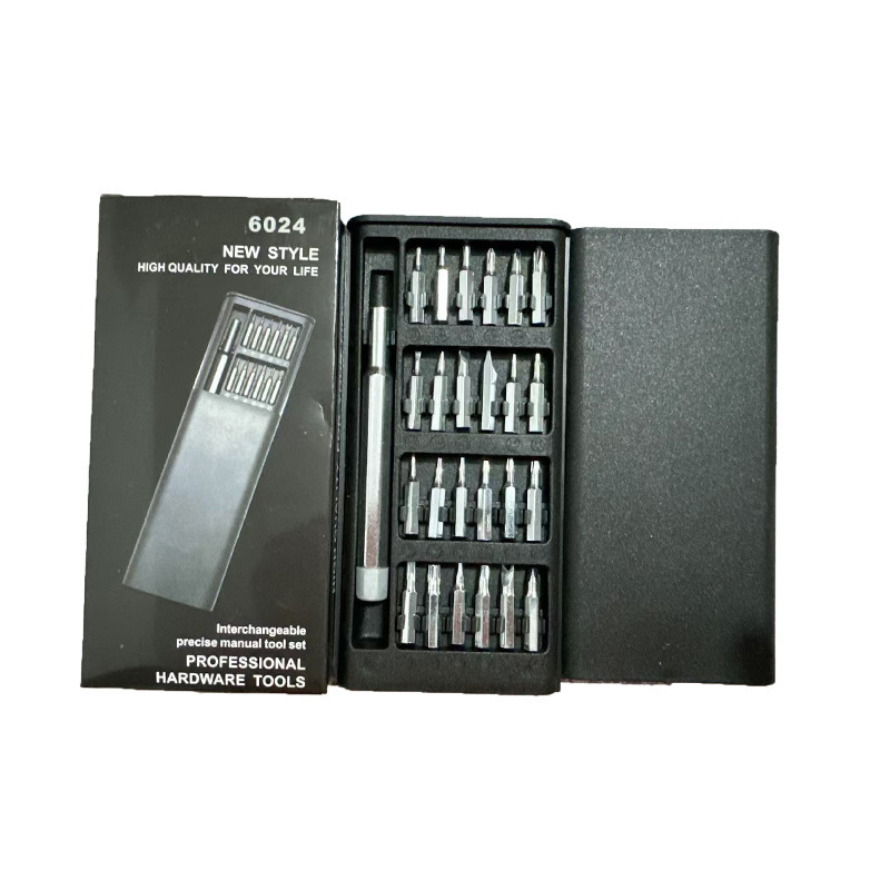 24-u-1 set odvijača za mobitele, računala i naočale – magnetski, S2 legura alatnog čelika, krstaste glave, težina 282 g