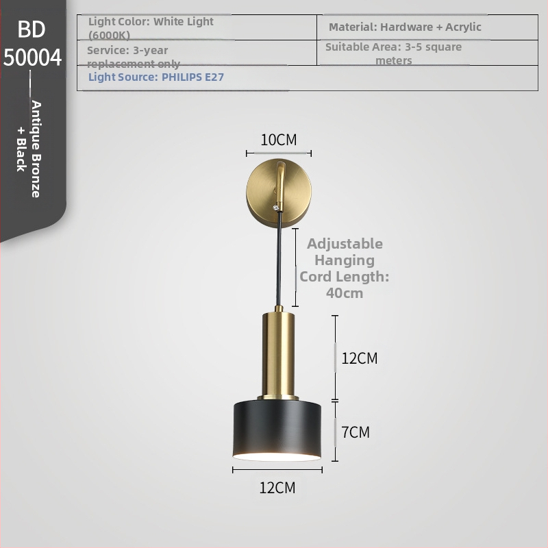 Zidna lampa za spavaću sobu – LED rasvjeta, 111–240V, FCC-B, Hyun Pole Island