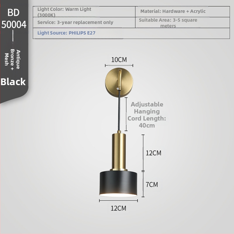 Zidna lampa za spavaću sobu – LED rasvjeta, 111–240V, FCC-B, Hyun Pole Island