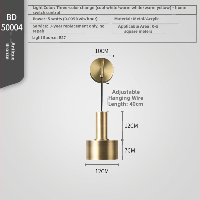 Zidna lampa za spavaću sobu – LED rasvjeta, 111–240V, FCC-B, Hyun Pole Island
