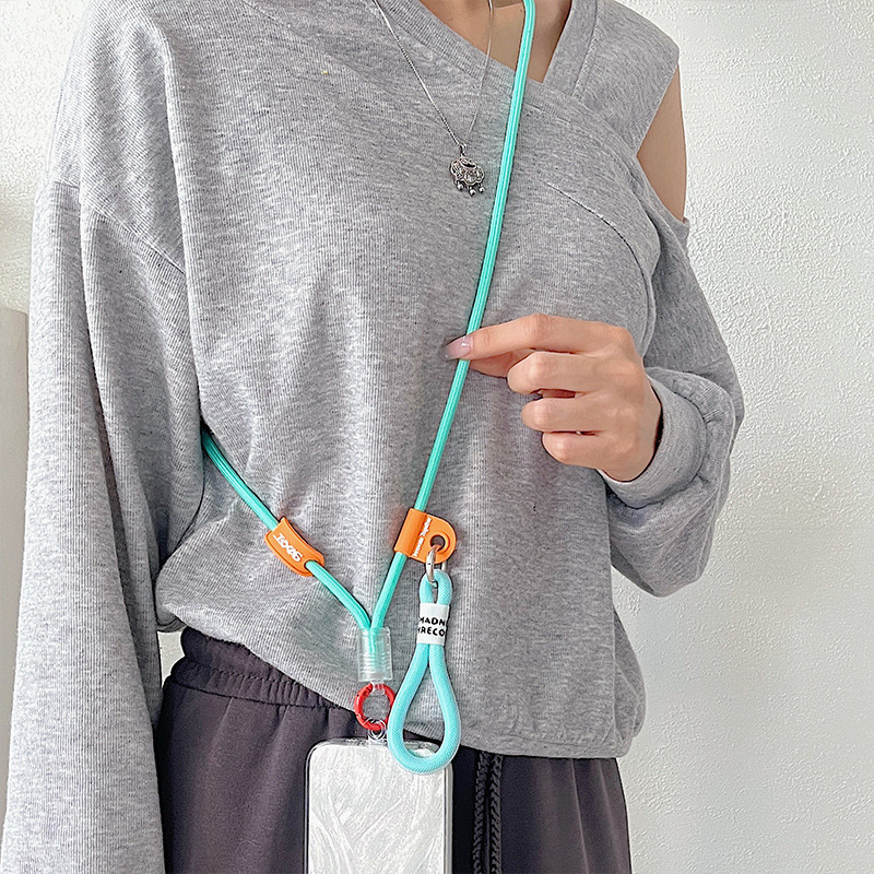 Lanyard pentru telefon cu bretea încrucișată și cataramă dublă — durabil, unisex, curea din nailon, șnur poliester, cataramă metalică