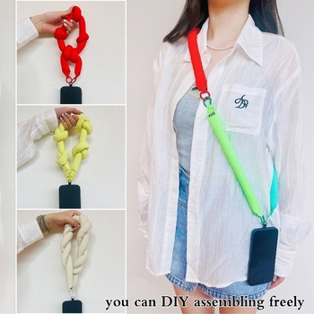 Carcasă de telefon din bumbac cu bretea DIY și geantă de încheietură – design original, ornament suspendat, model stele/soare și lună, cusut